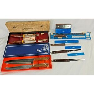 Vintage Kitchen Knife Set Lot 9 Piece Reo Sheffield Master Carver Royal Cutlery